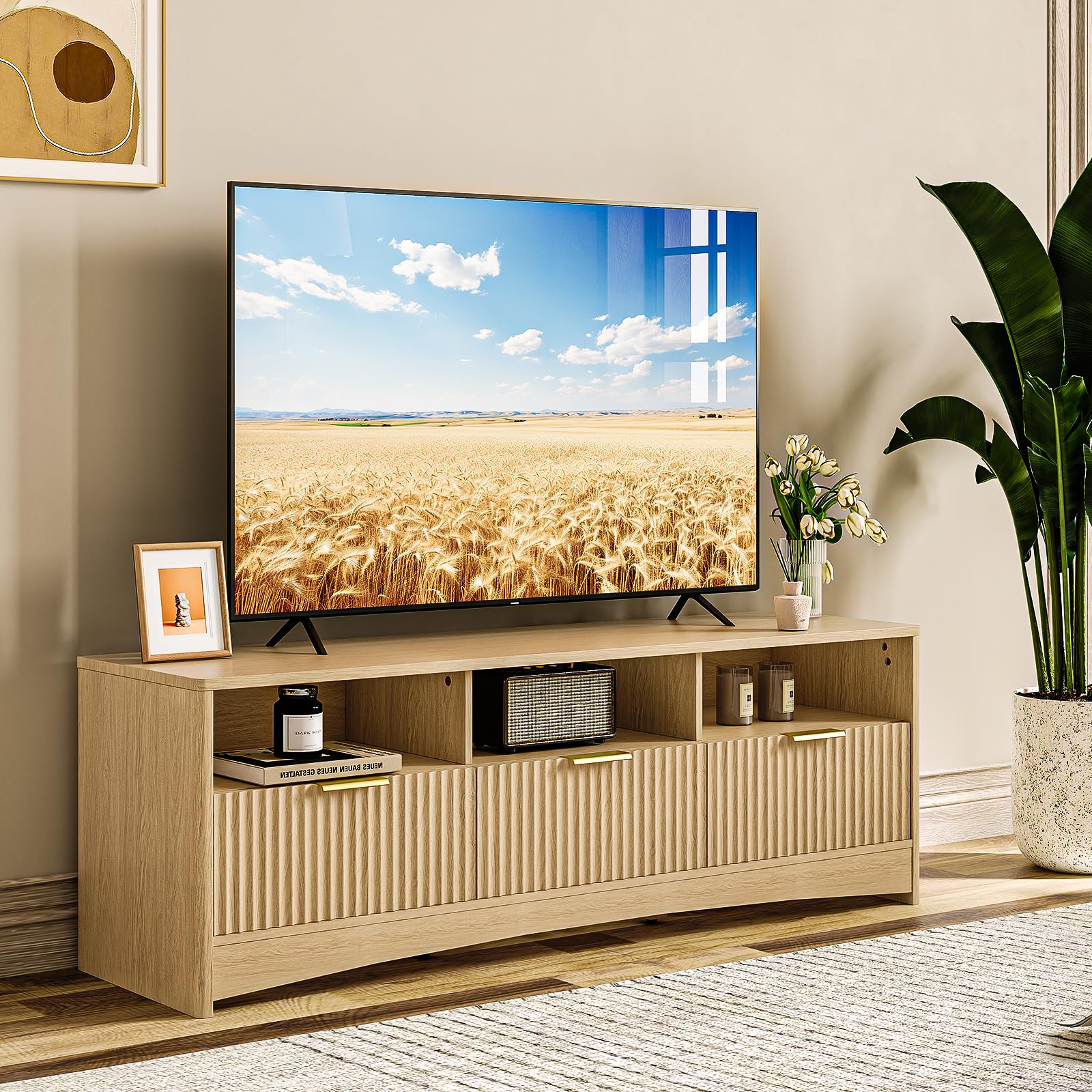 Fluted TV Stand for TVs Up to 65"