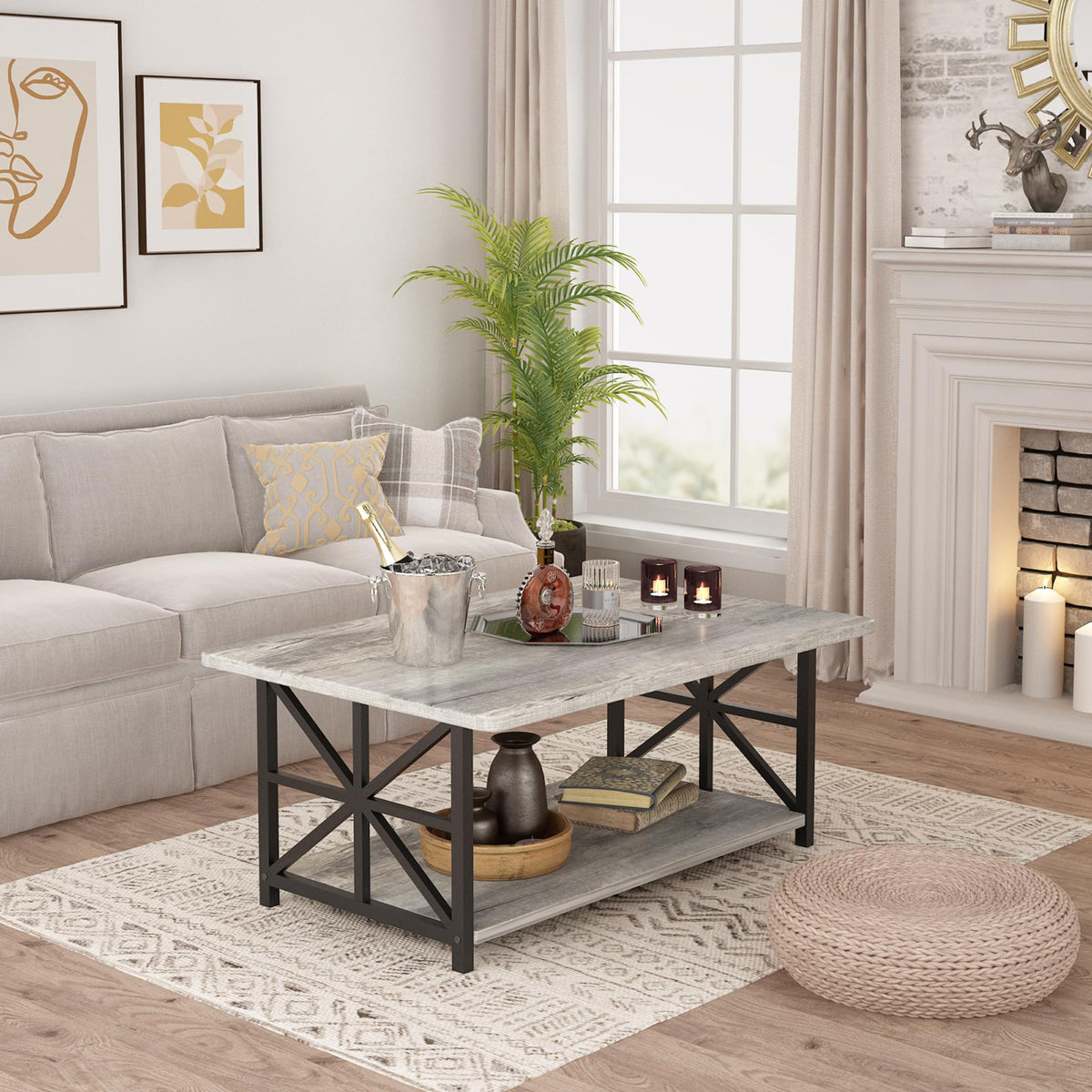 Gray Coffee Table with Storage