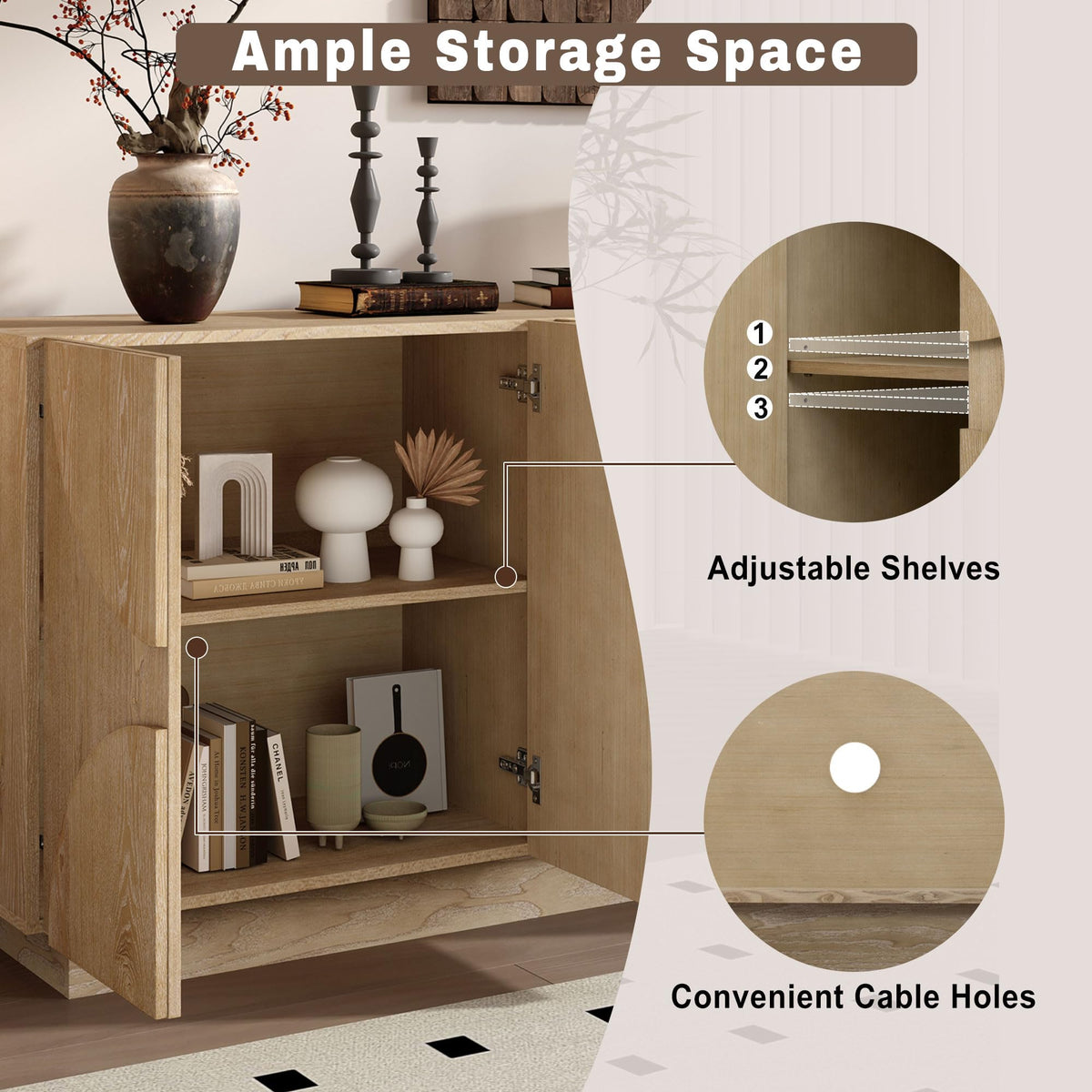 4-Door Wood Veneer Sideboard