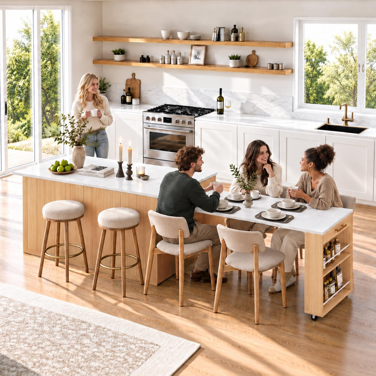 Extendable Kitchen Island with Storage