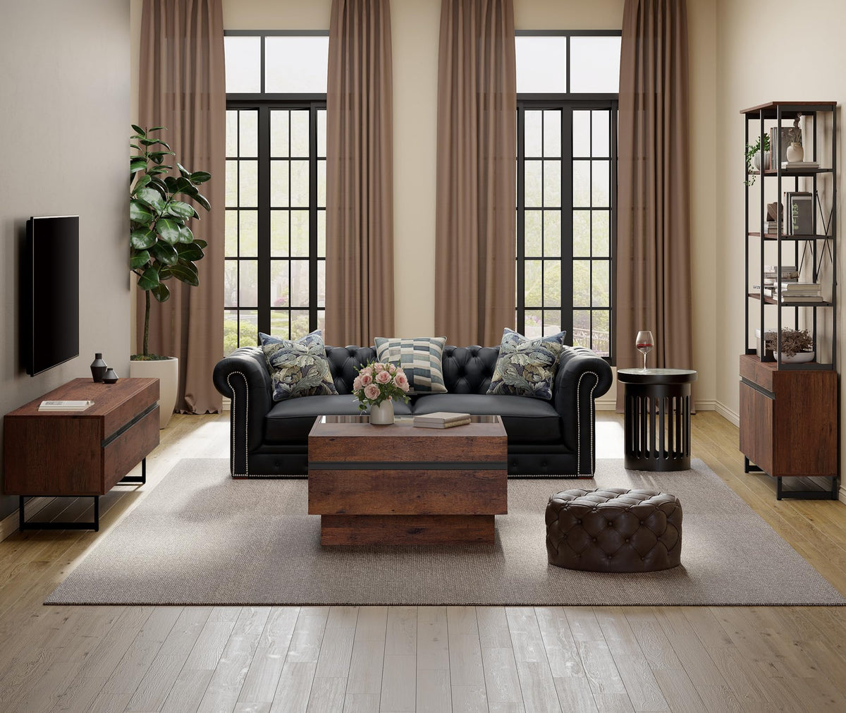 Square Glass Top Storage Coffee Table