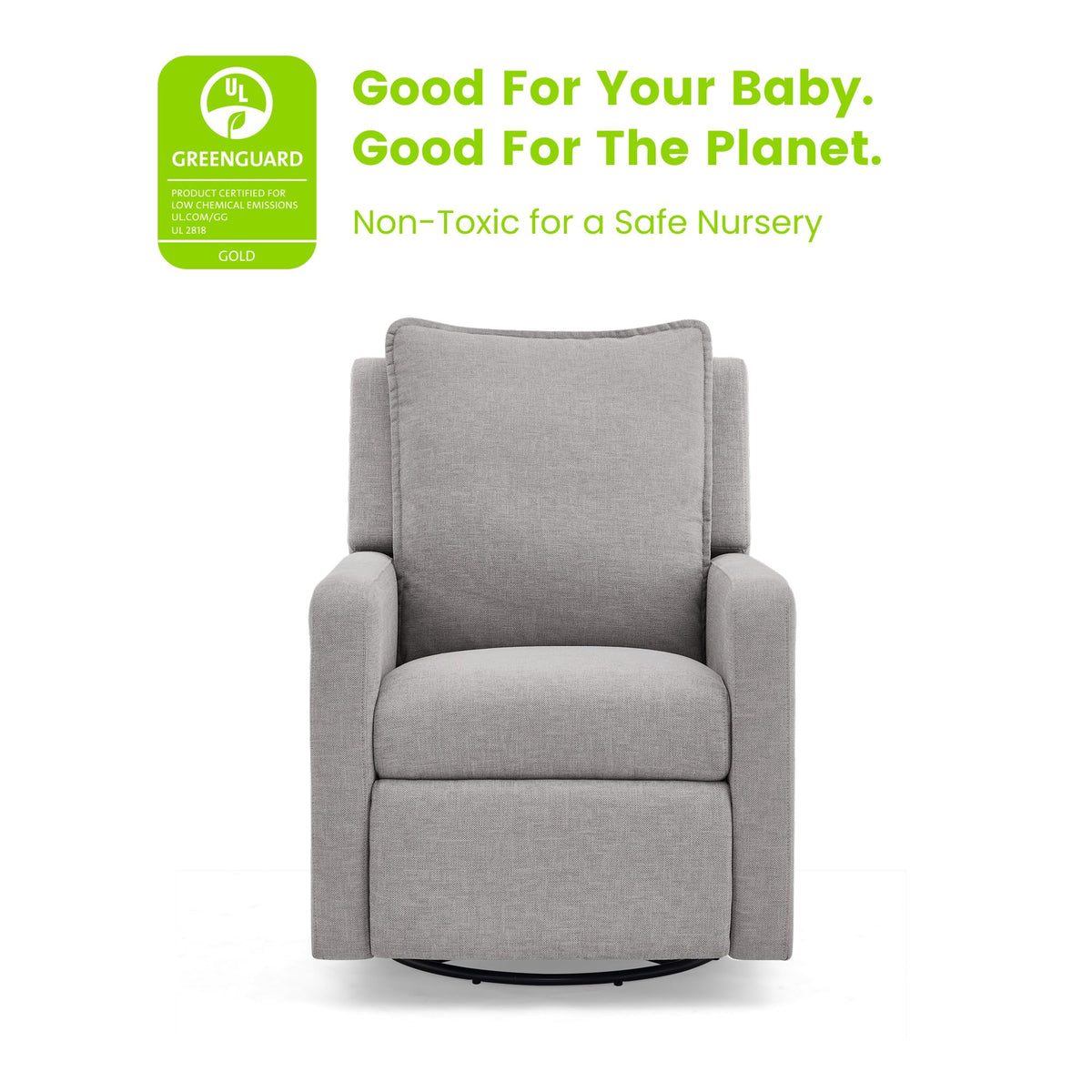 Delta Children babyGap Harlowe Power Recliner with USB-A & Charging Port Greenguard Gold Certified – Stain-Resistant Performance Fabric is Oeko-TEX Standard 100 Certified, Ash