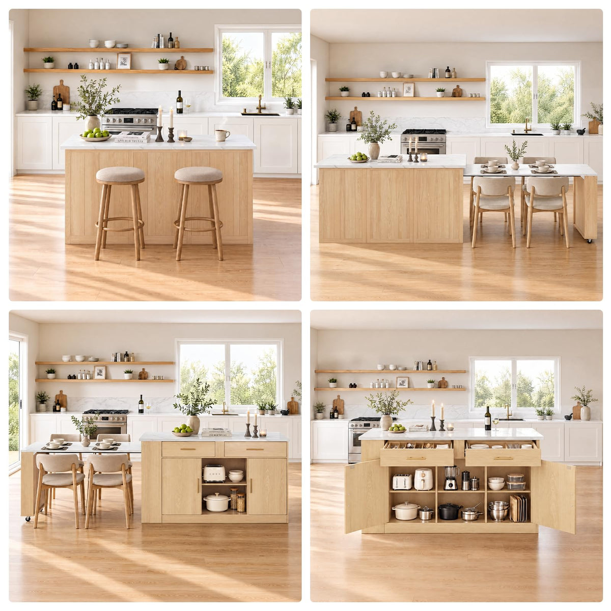 Extendable Kitchen Island with Storage