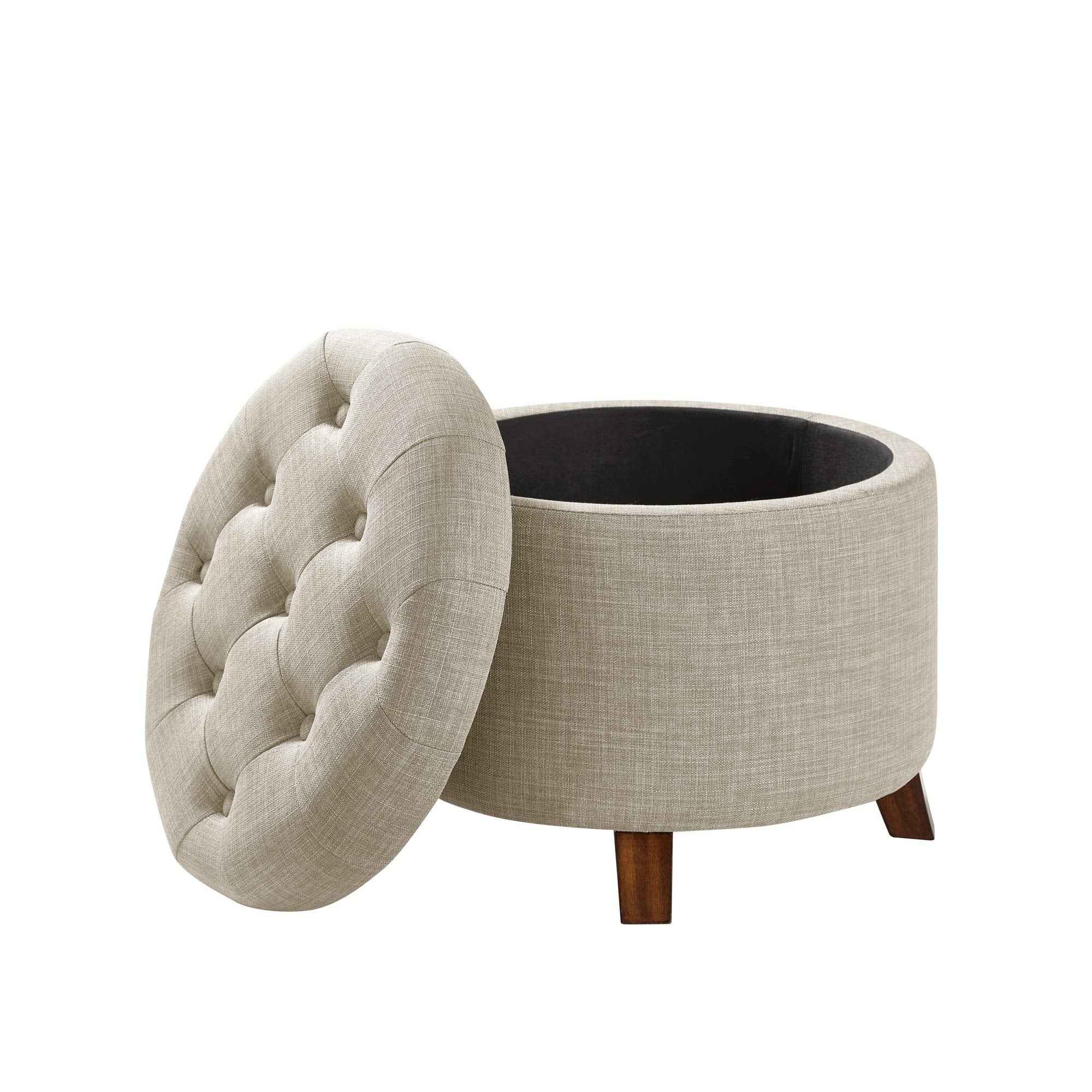 Round Tufted Storage Ottoman
