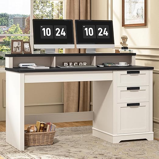 L-Shaped Executive Desk with 6 Drawers