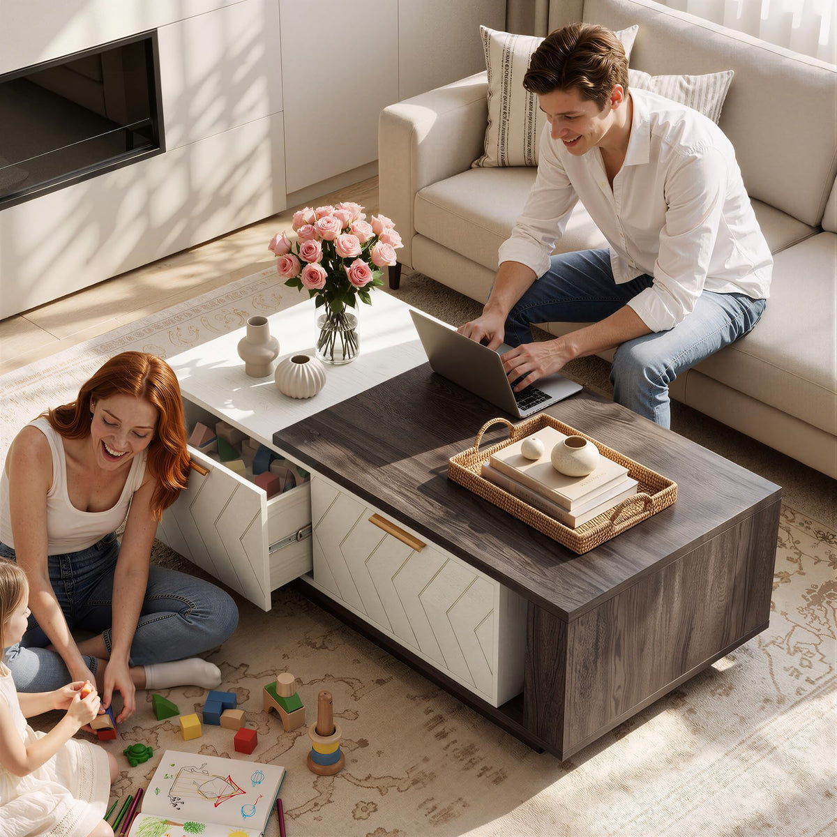 Extendable Coffee Table with Storage