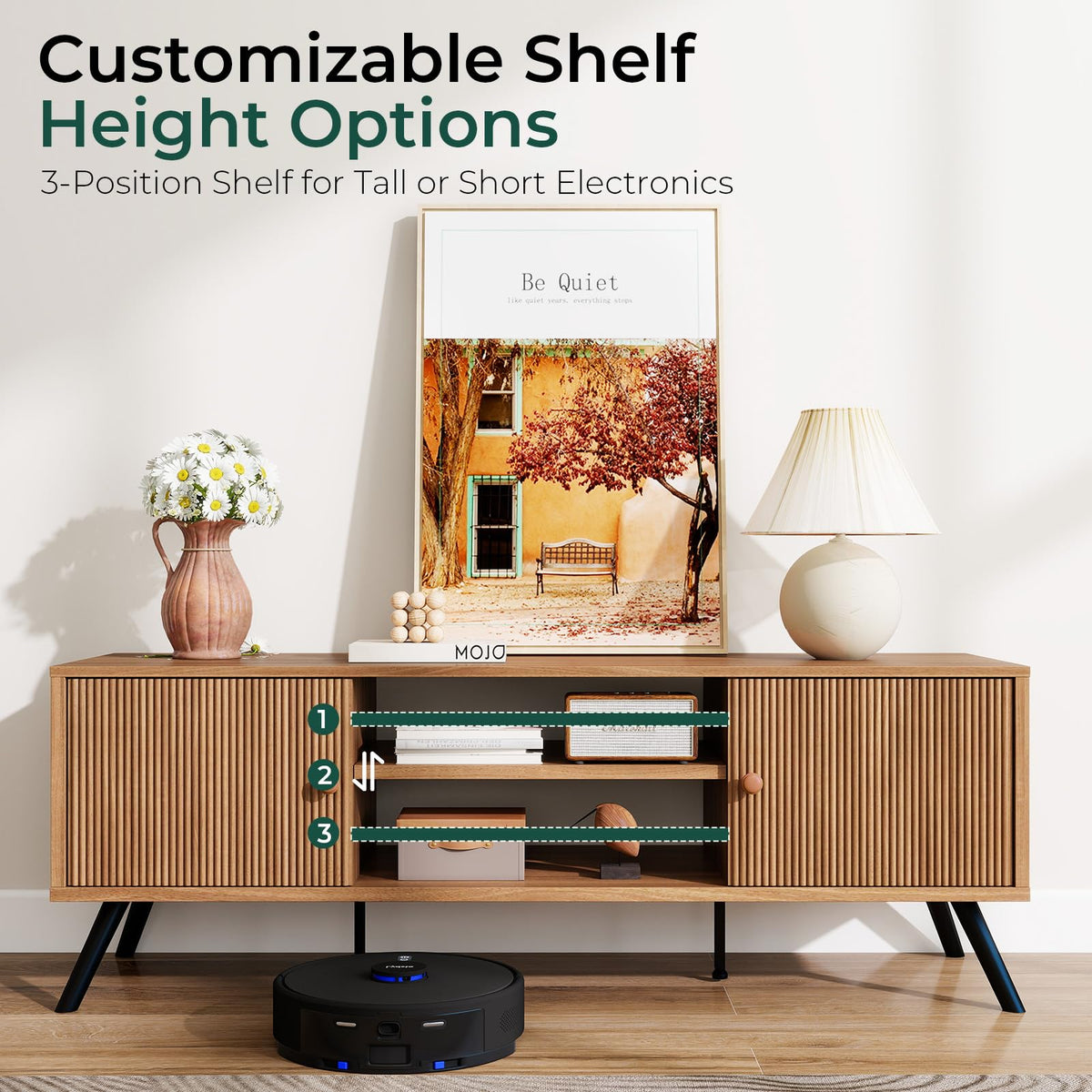 Mid-Century Fluted TV Stand