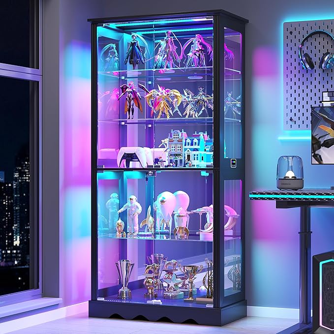 71" Glass Display Cabinet with RGB Lighting