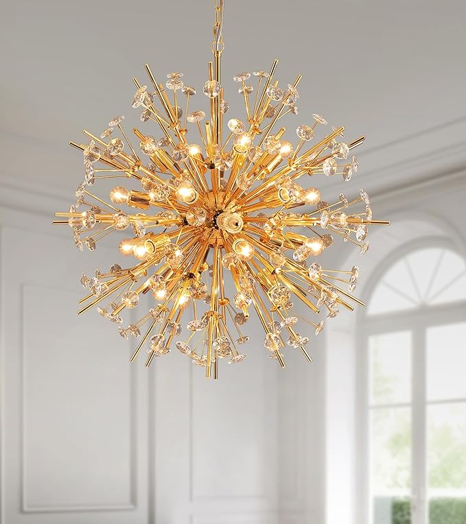 20-Light Firework Crystal Chandelier for High Ceilings