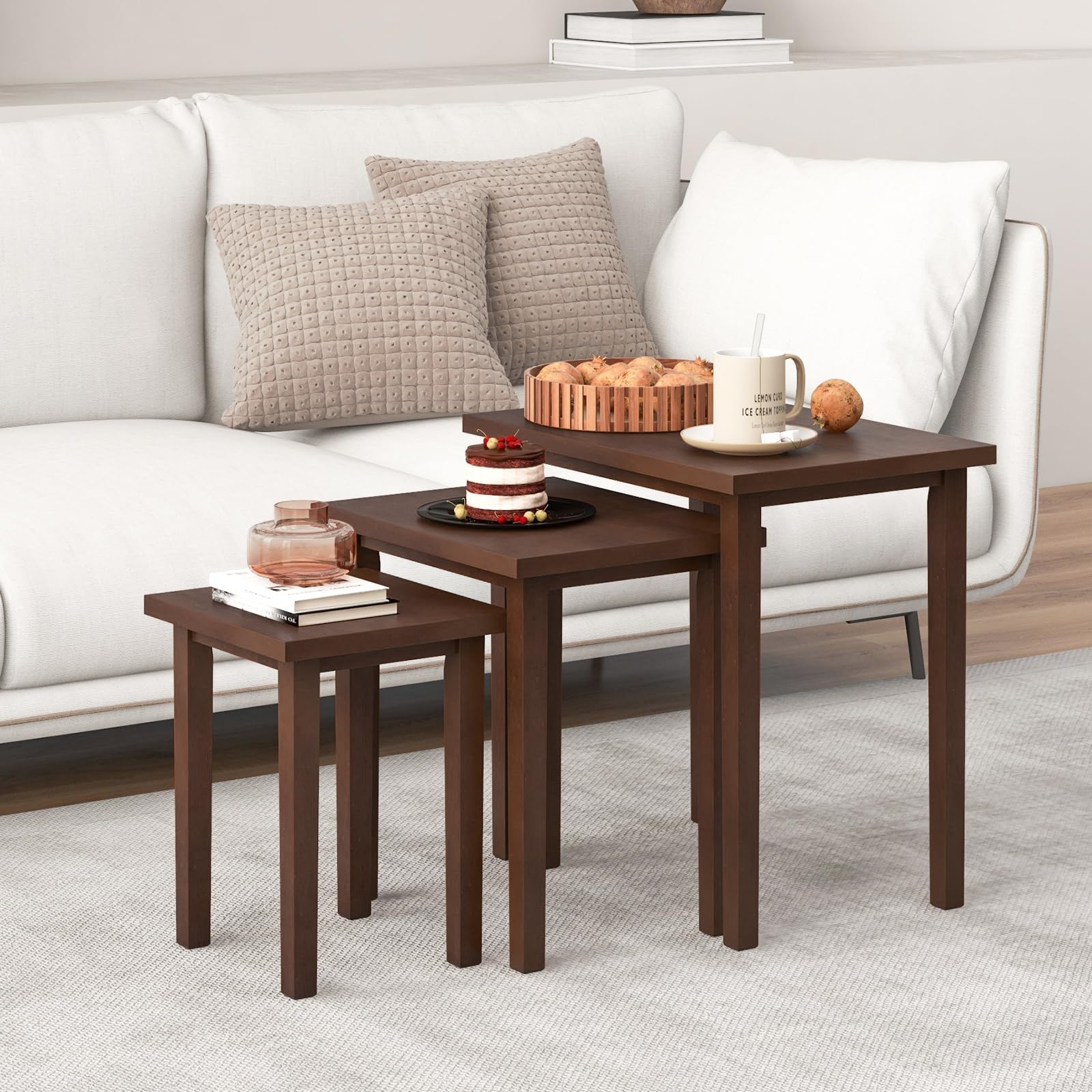 Nesting Tables Set of 3 – Farmhouse Stacking Side Tables