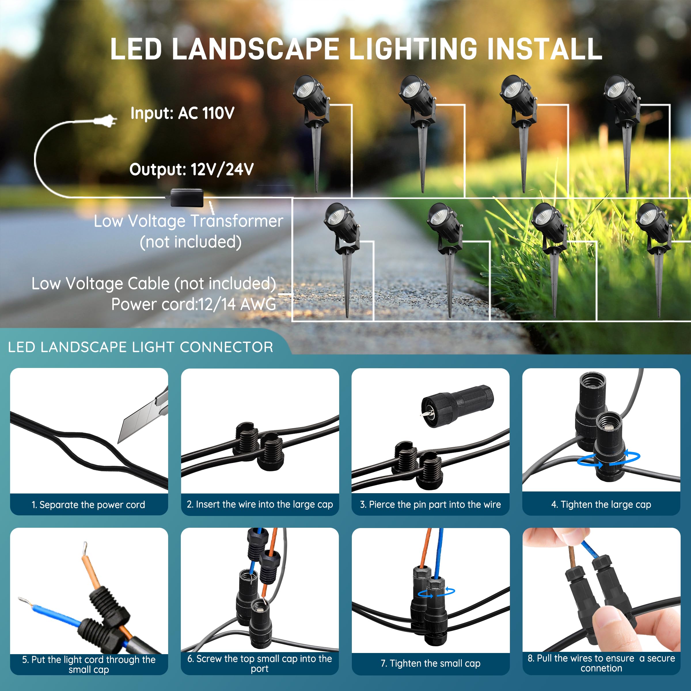 RGBW Outdoor Landscape Spotlights 10-Pack
