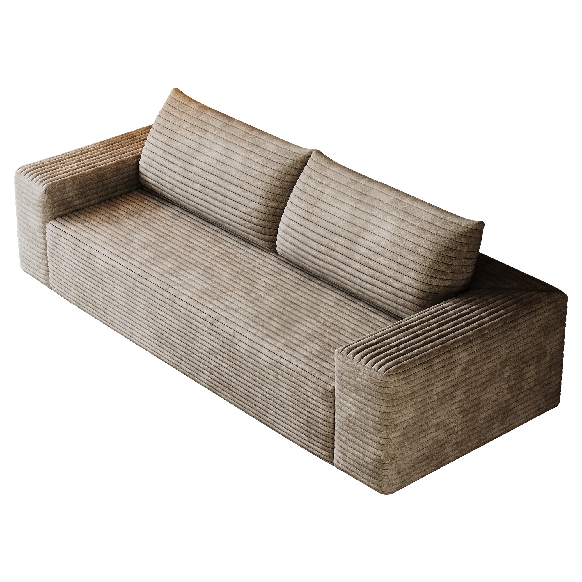 RENDGO 71" 3-Seater Love Seat Sofa,No Assembly Required, Plush Corduroy Loveseat Boneless Couch with High Cushion Backrest and Wider Armrest for Living Room Apartment Bedroom,Camel