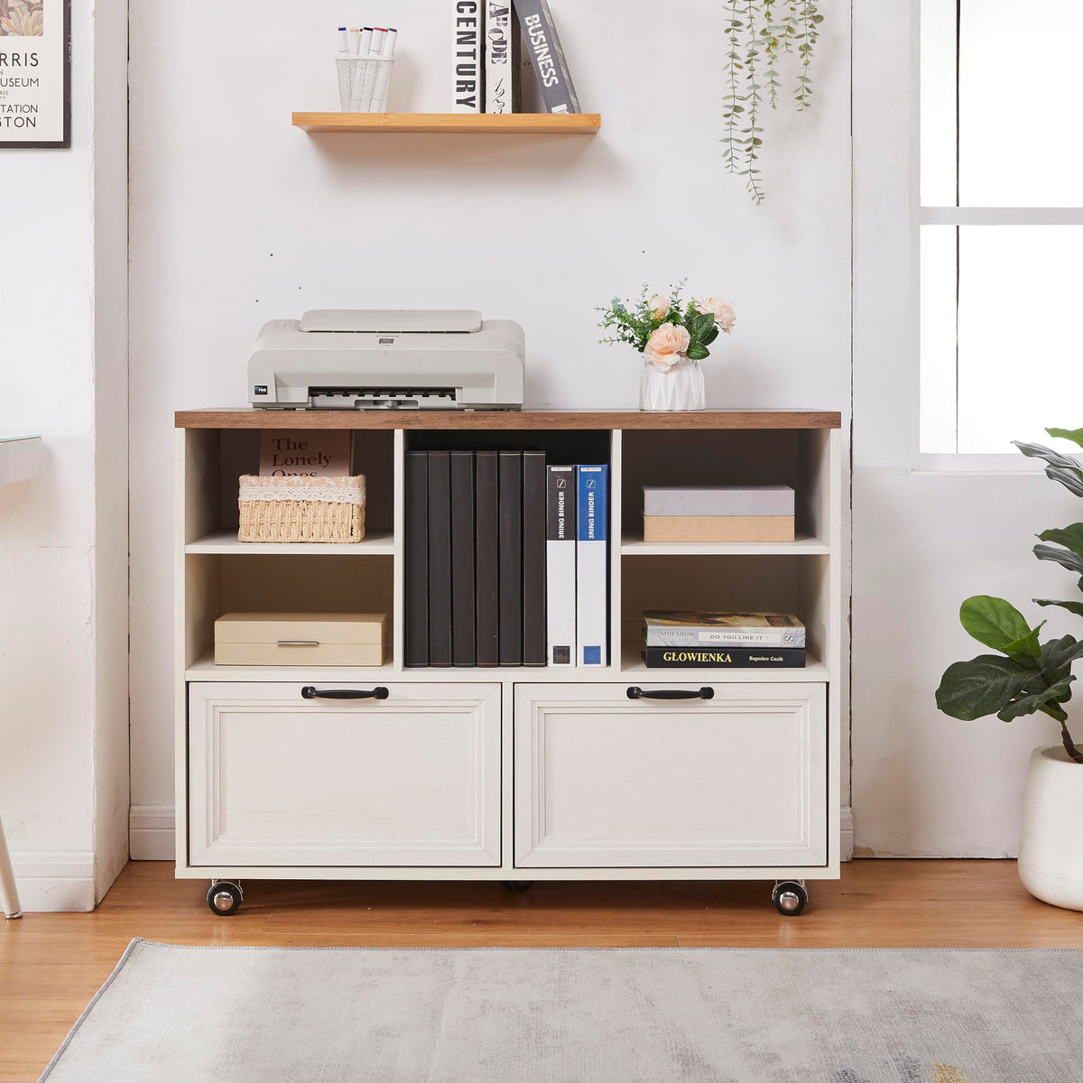 Farmhouse Rolling File Cabinet