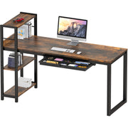 SHW 46-Inch Home Office Computer Desk w/Side Shelf & Drawer, Rustic Brown