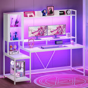 60-Inch Gaming Desk with Hutch & LED Lights