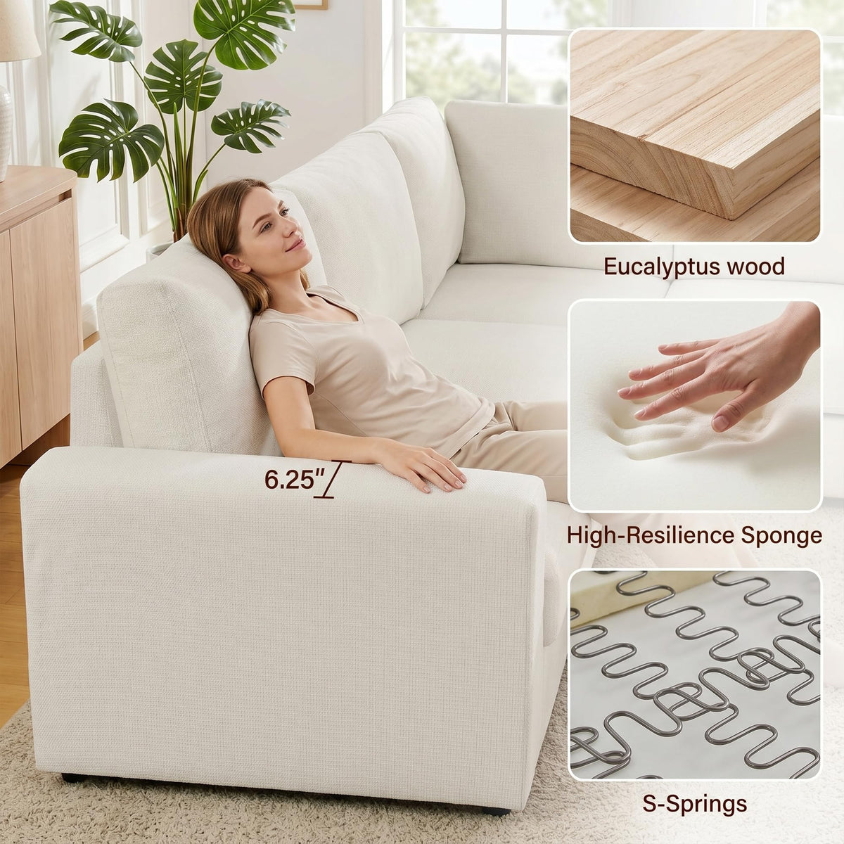 Chenille Sectional Sofa with Reversible Chaise