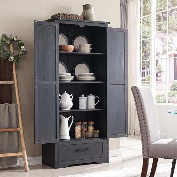 72" Tall Farmhouse Wood Storage Cabinet