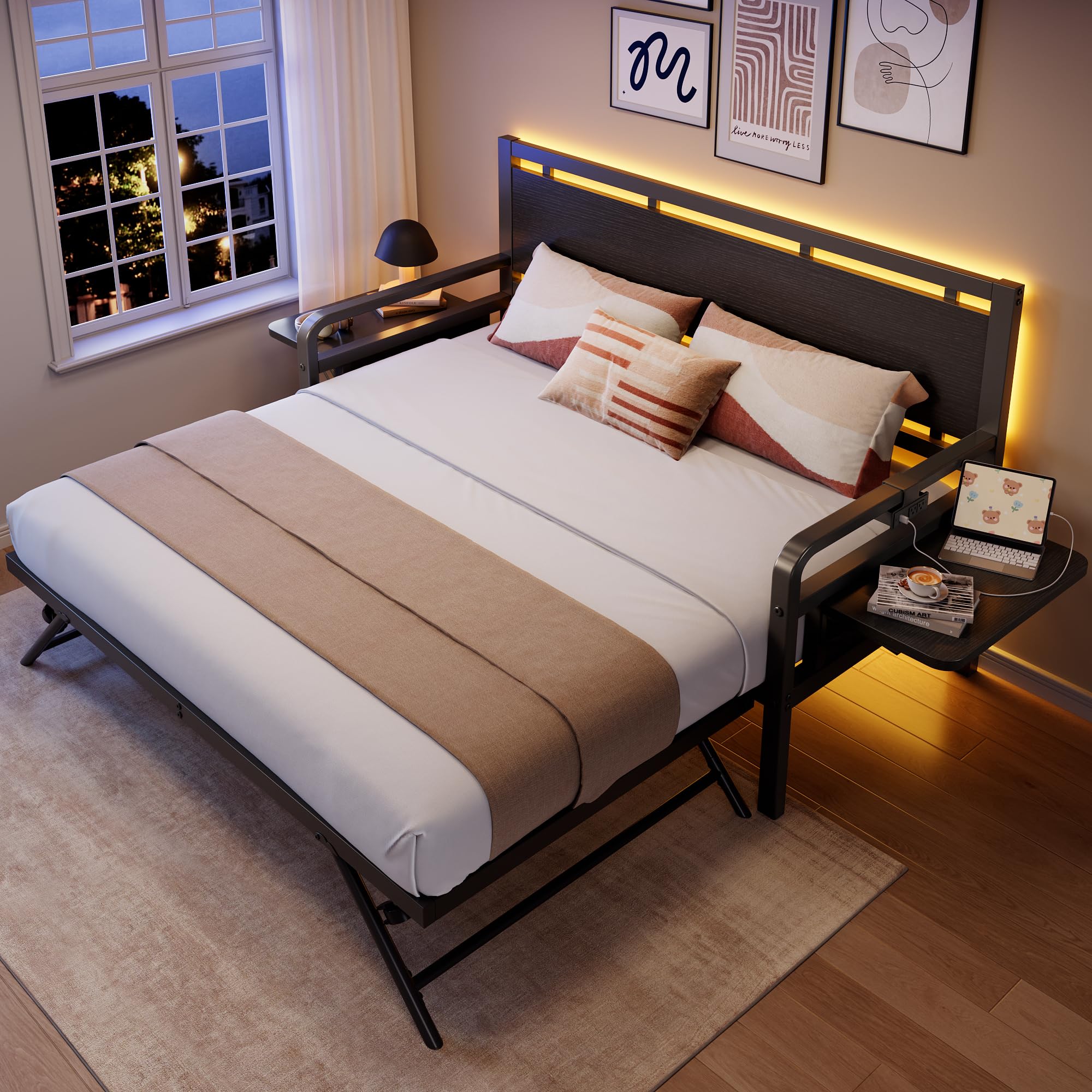 Twin Daybed with Trundle & LED Light