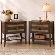 SICOTAS Night Stand Set 2,Rustic Nightstand Set of 2 with Drawer and Shelf