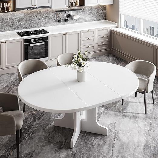 Round Extendable Dining Table, Seats 4-6