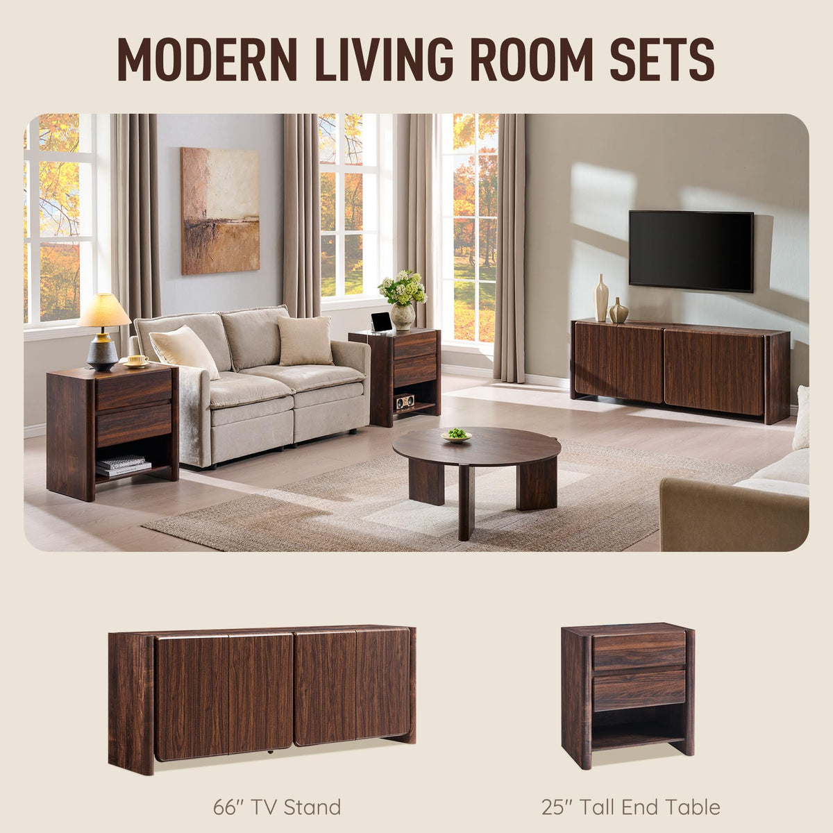 Brown 4-Door Buffet Sideboard