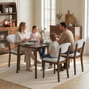 HOMCOM 5-Piece Dining Table Set for 4, Mid-Century Modern Kitchen Table and Chairs with Padded Seats and Backrests, Solid Wood Frame for Small Space, Dining Room, Living Room, Cream White