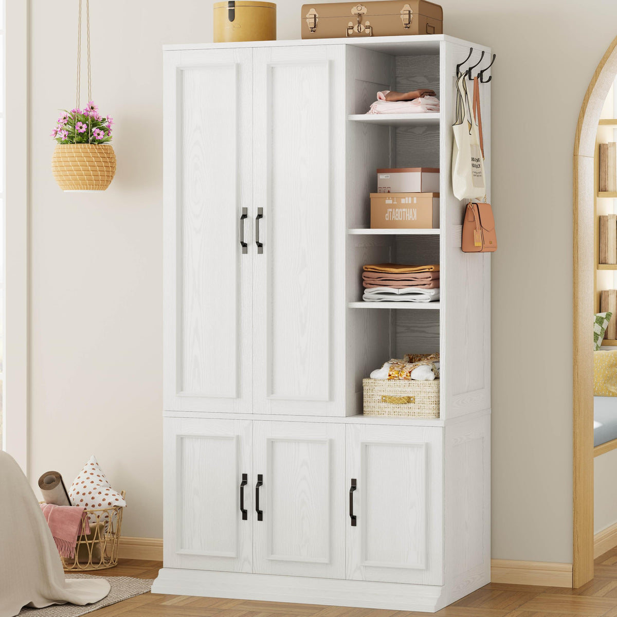 White 5-Door Wardrobe