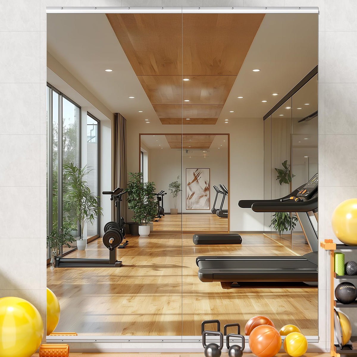 WINNICE 95"x40" 2 Pack Extra Large Home Gym Mirror Set, Full Body Wall Mounted Fitness Mirrors, 4MM Professional Grade Tempered Glass with Complete Installation Kit