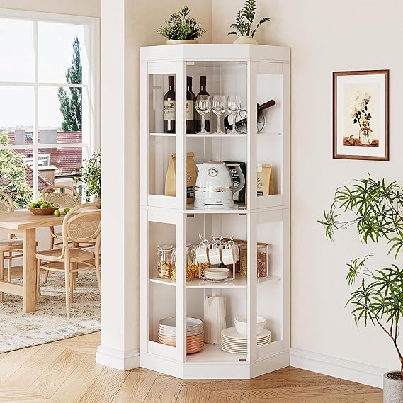 70" Glass Display Cabinet – 4-Tier Curio Cabinet