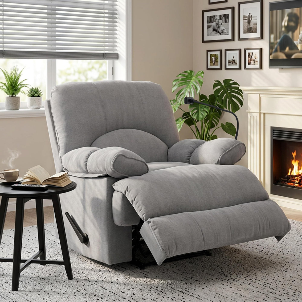 Oversized Chenille Manual Recliner