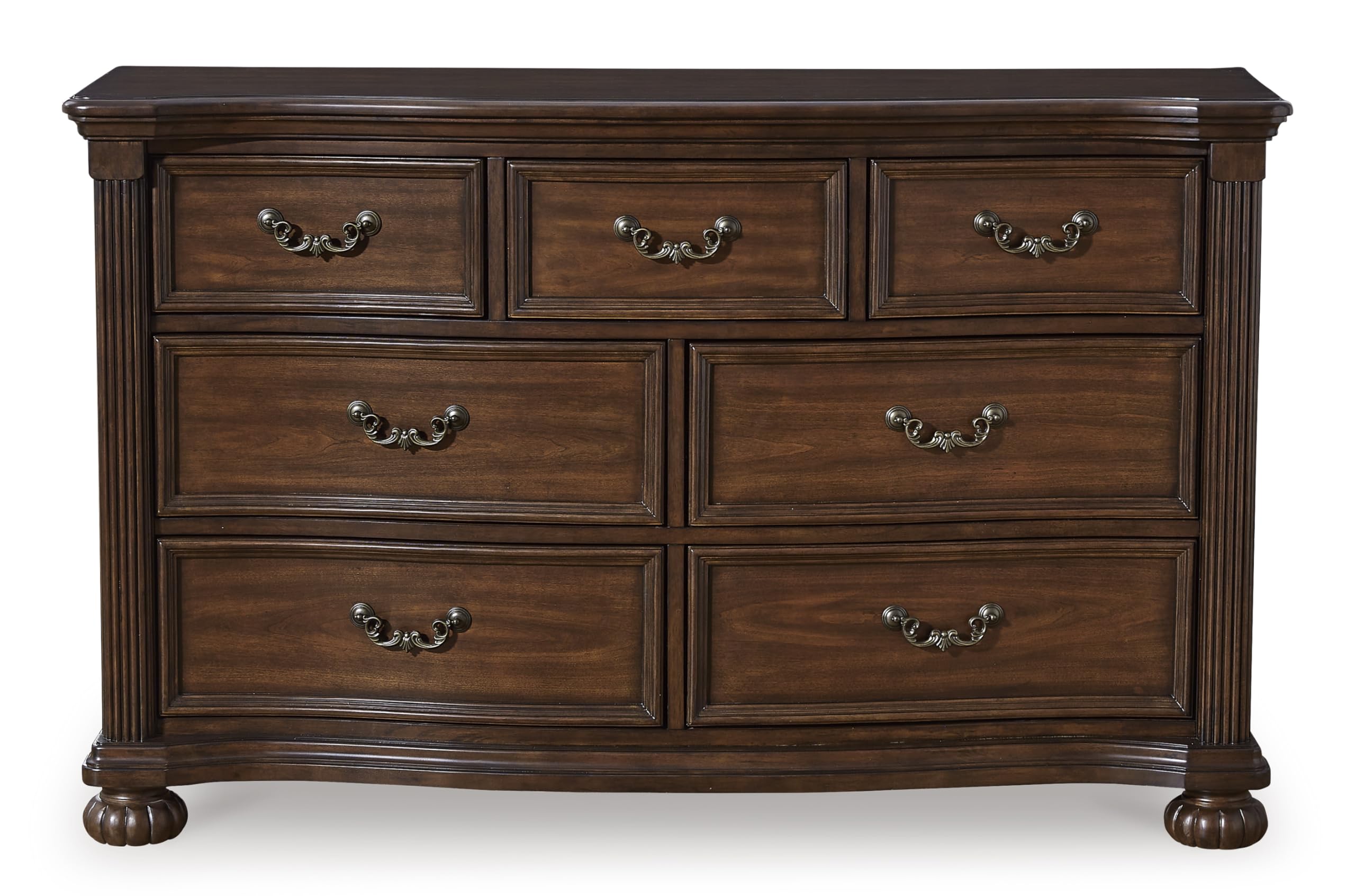 Signature Design by Ashley Lavinton Traditional Dresser with 7 Smooth-Gliding Drawers and Felt-Lined Top Drawer for Bedroom, Dark Brown, 60' W x 18.63' D x 37.5' H
