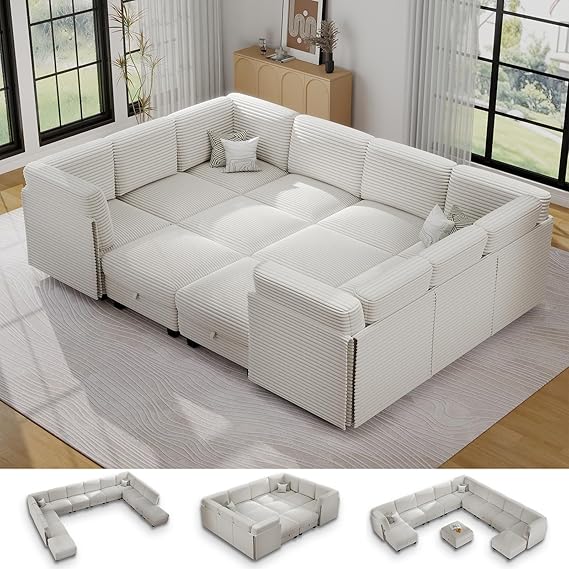 Modular Sectional Sofa with Adjustable Backrest