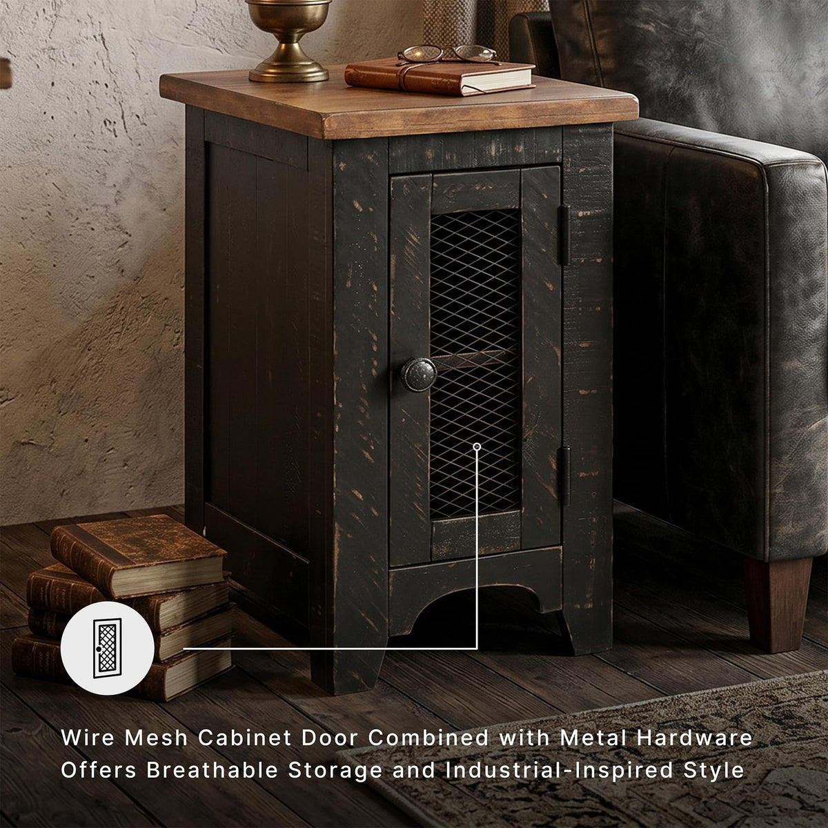 Farmhouse Storage End Table