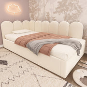 Ball & Cast Twin Size Daybed with Pull Out Trundle,Upholstered Platform Bed for Adults & Kids,Floor Sofa Daybed W/Metal Slat Support,Bedroom Furniture for Apartment,Guest Room,Living Room,Velvet,Beige