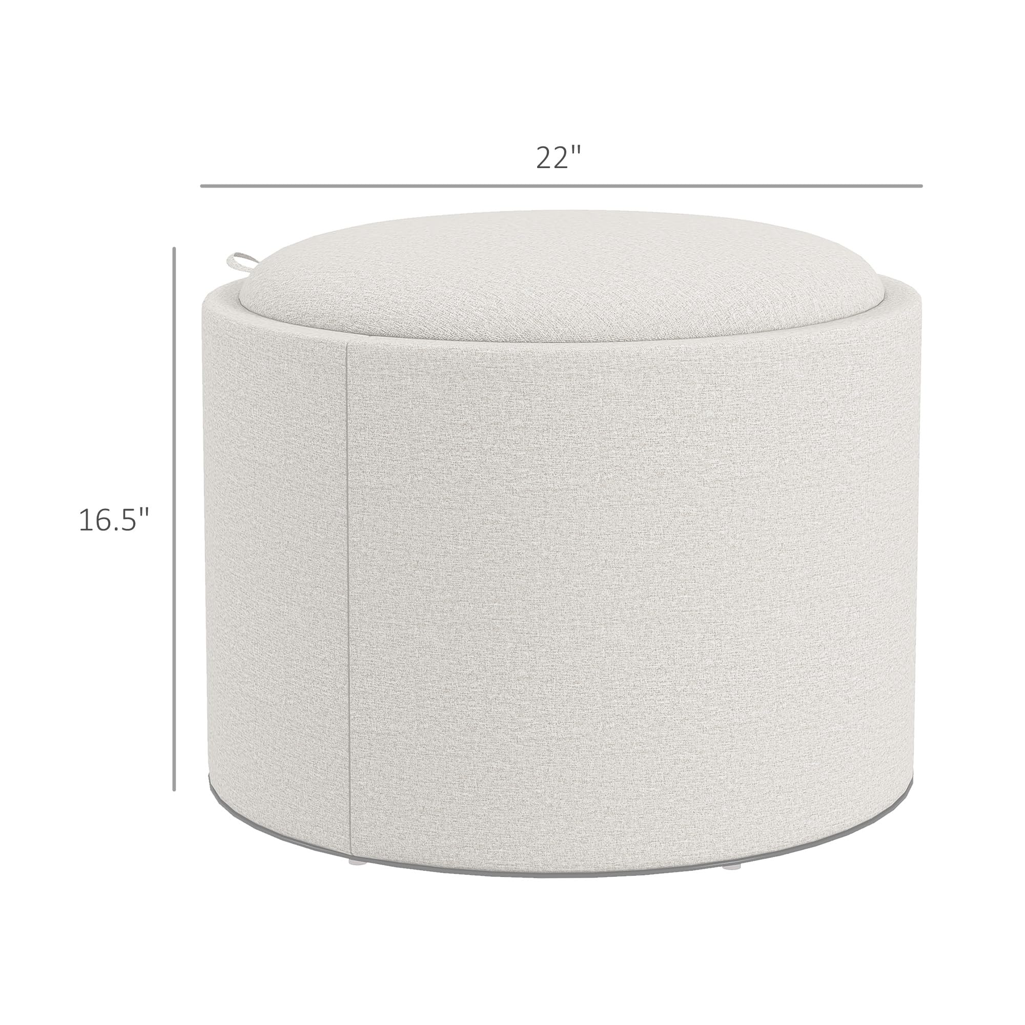 Round Storage Ottoman with Flip-Top Tray