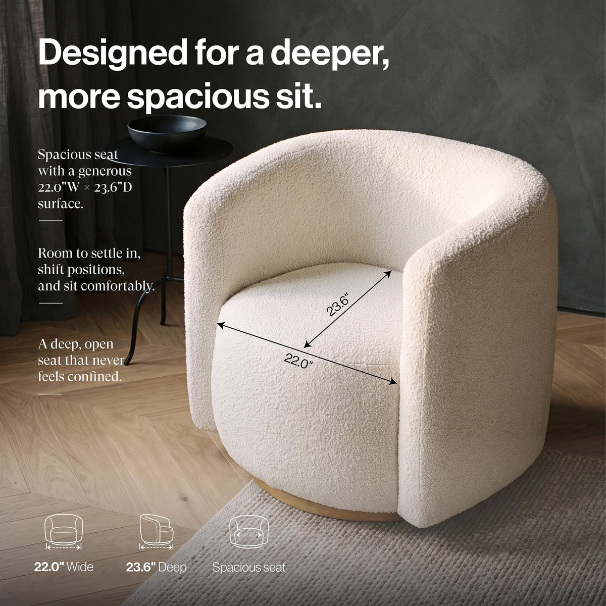 Oversized Cream Swivel Barrel Chair