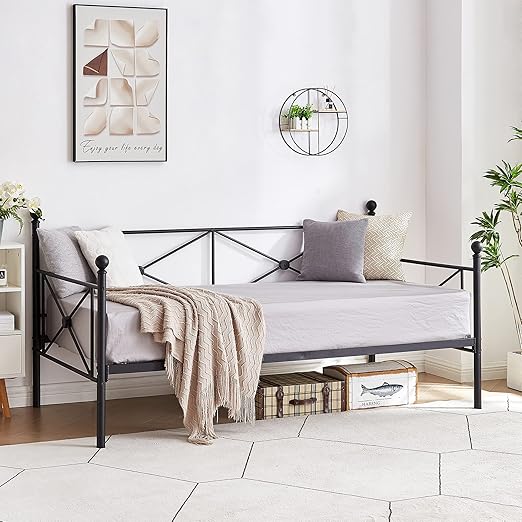 Twin Metal Daybed Frame with Headboard