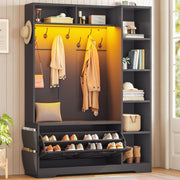 Hall Tree with Bench, Shoe Storage & LED Lights