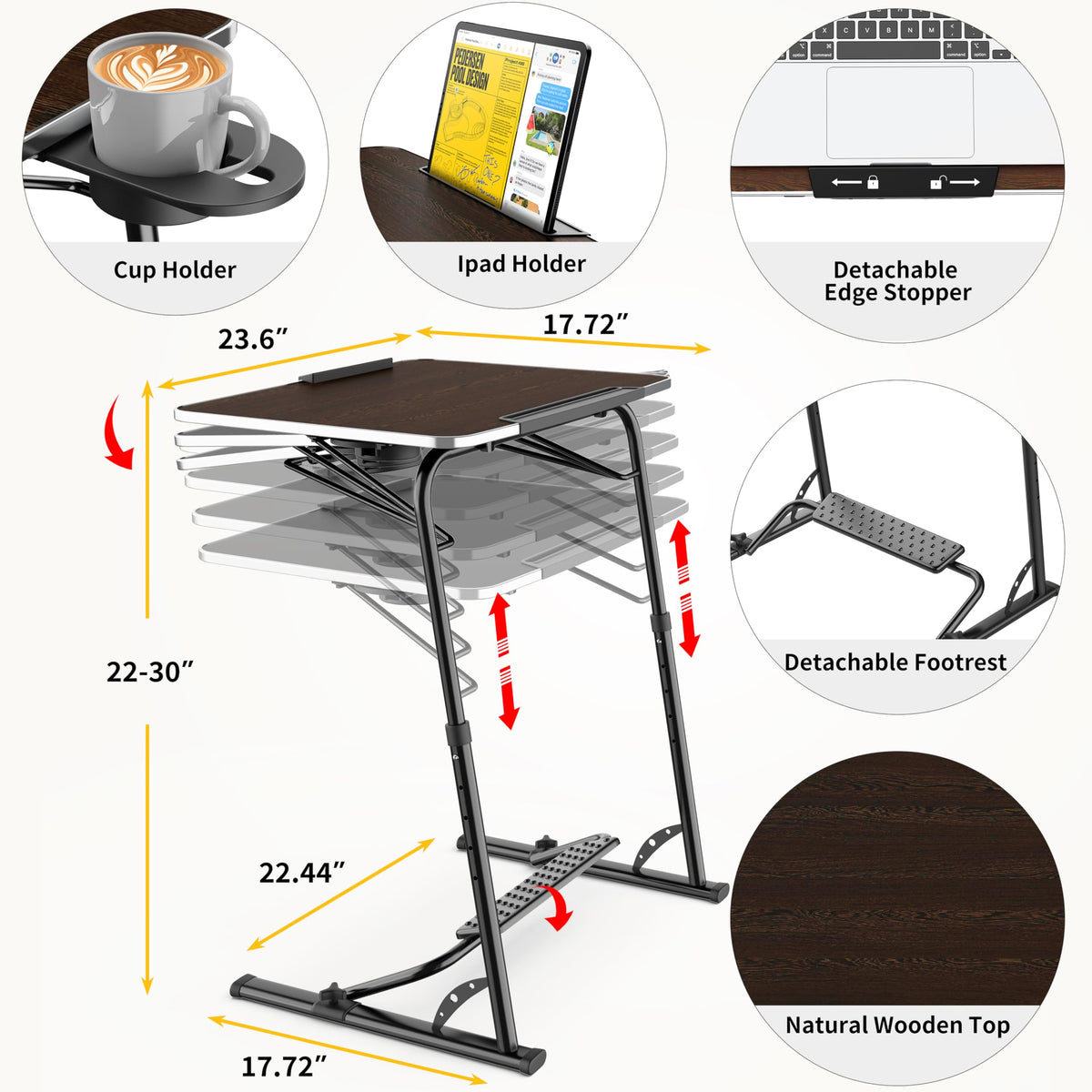 Adjustable Folding TV Tray Table