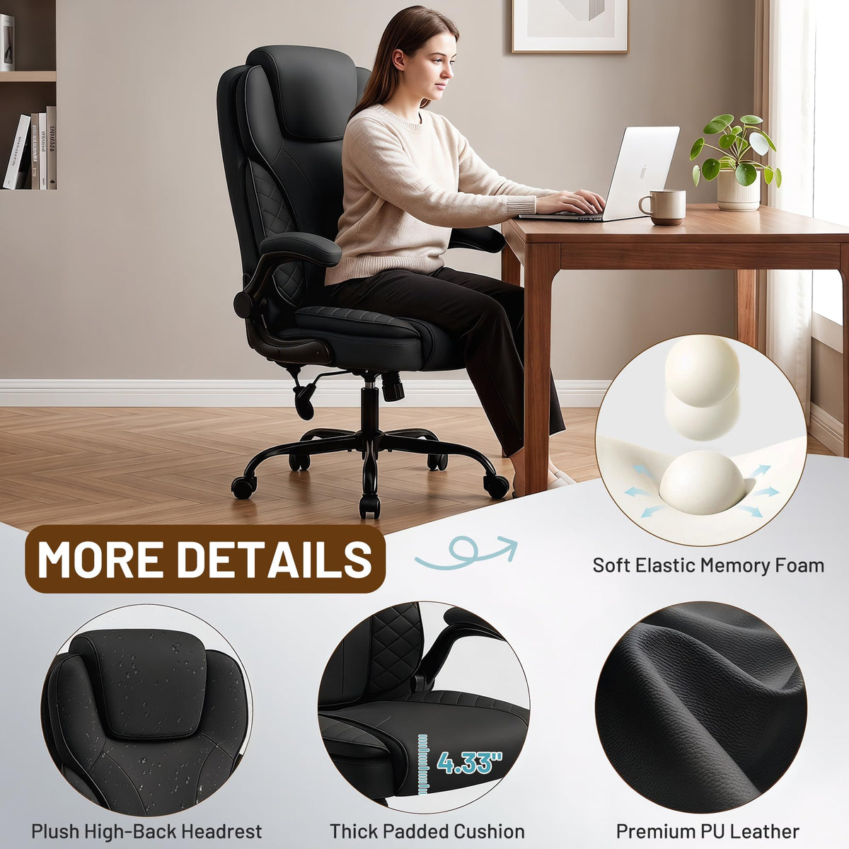 Office Chair with Inflatable Lumbar Support