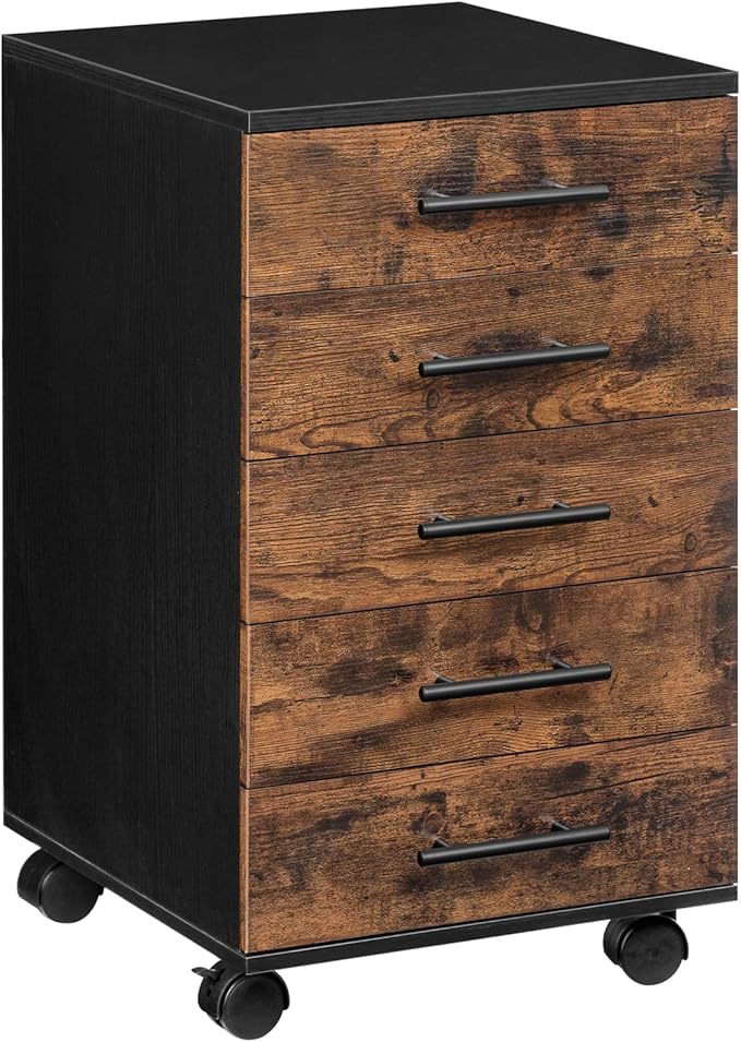 5-Drawer Rolling File Cabinet