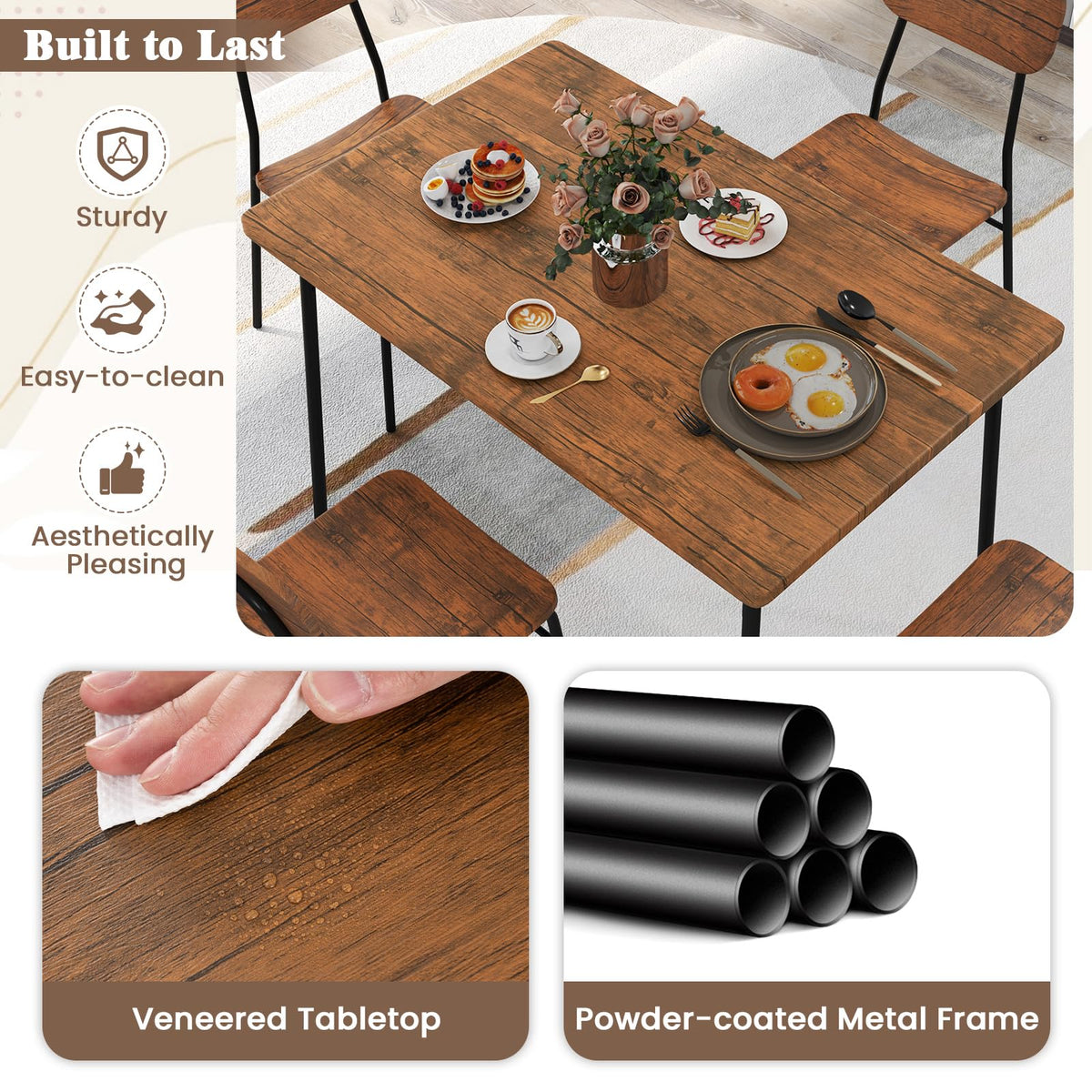 Dining Table Set with Storage Rack
