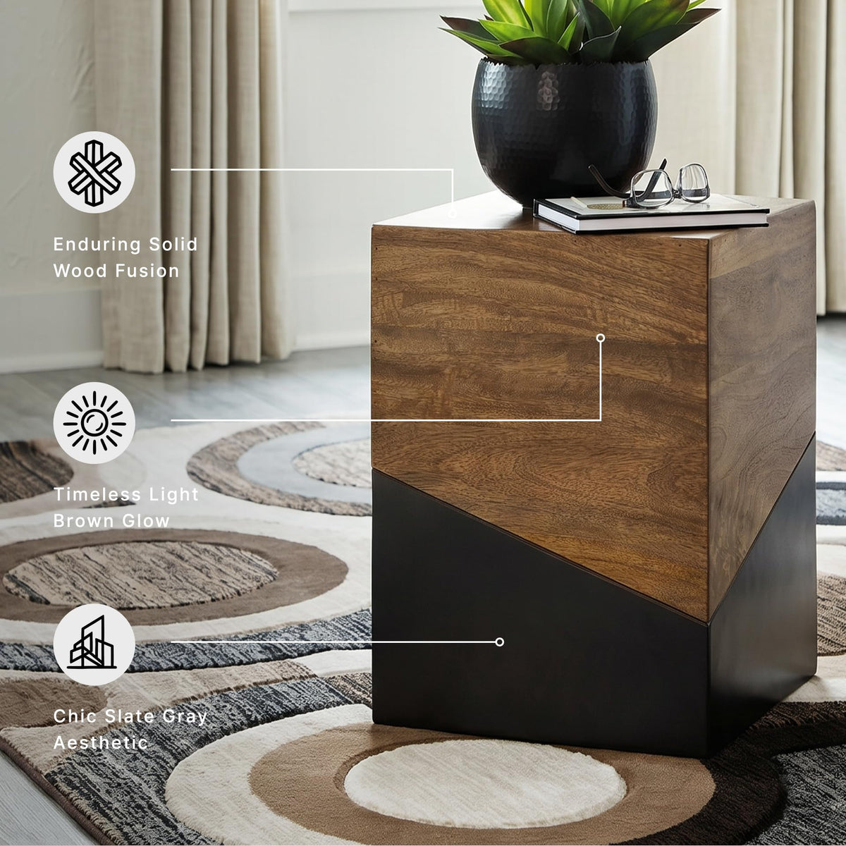 Signature Design by Ashley Accent End Table, Trailbend, Brown/Gunmetal