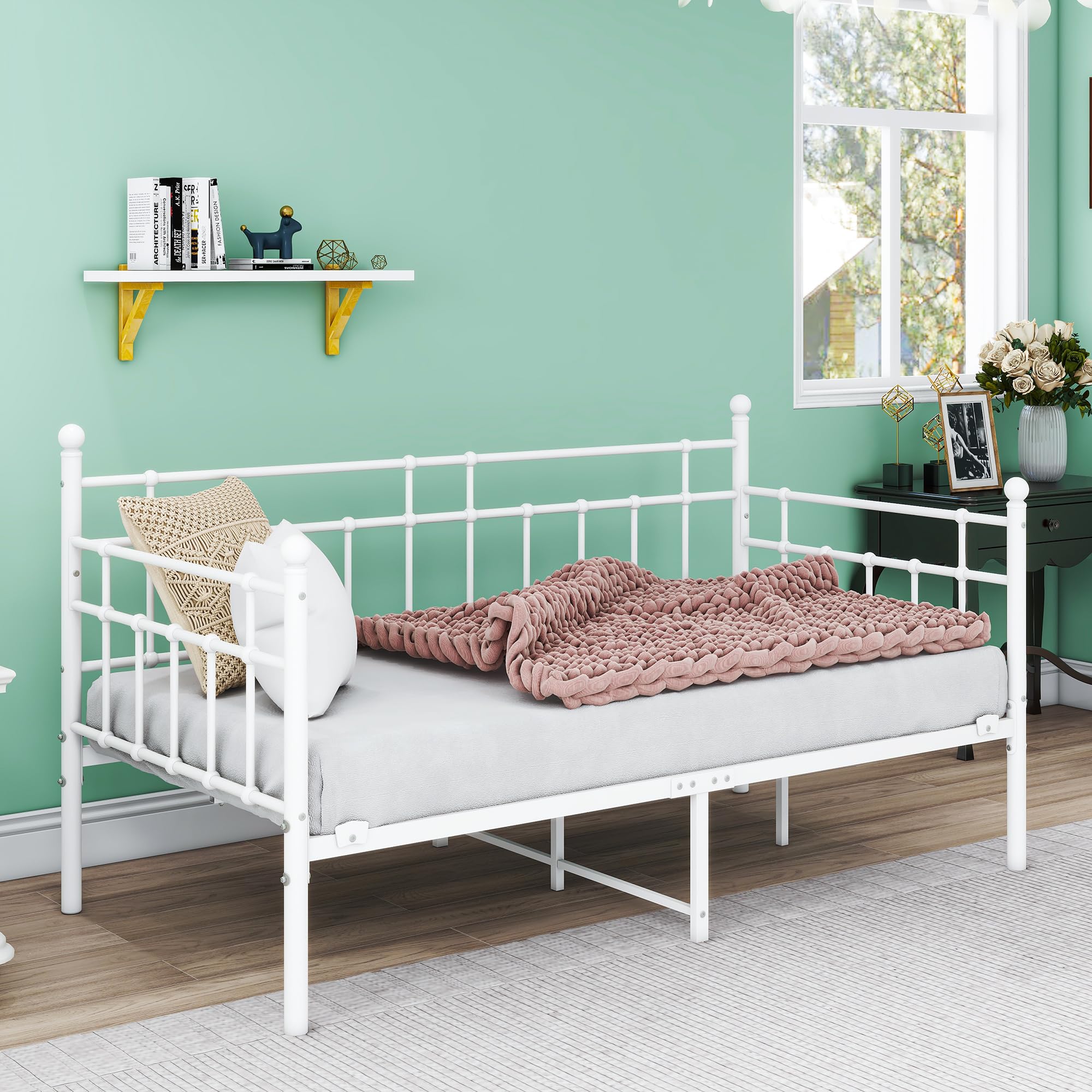 Twin Metal Daybed Frame with Steel Slats