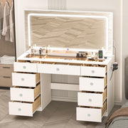 46-Inch Makeup Vanity Desk with Mirror & LED Lights