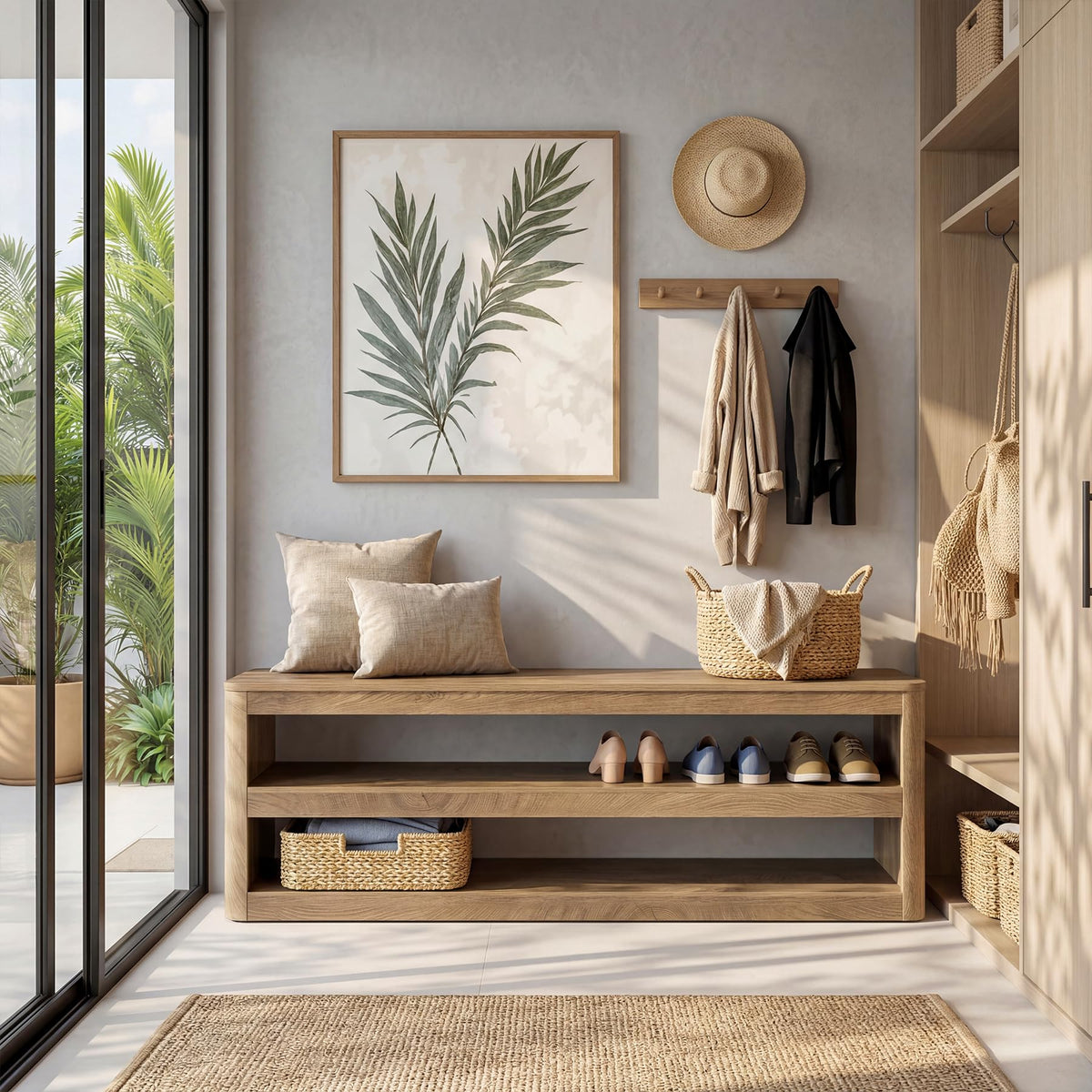 Farmhouse Shoe Storage Bench