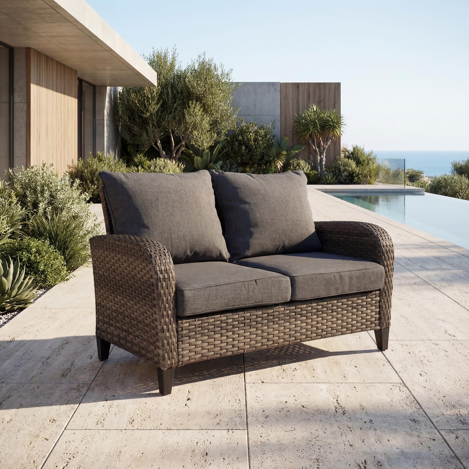 Outdoor Wicker Loveseat Sofa