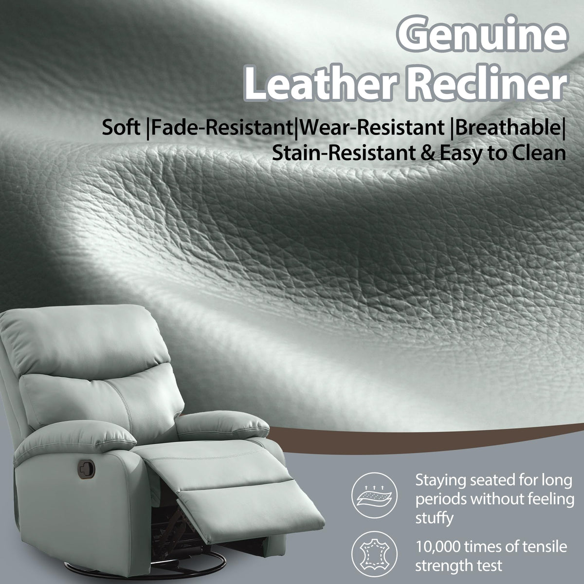 Genuine Leather Swivel Rocker Recliner
