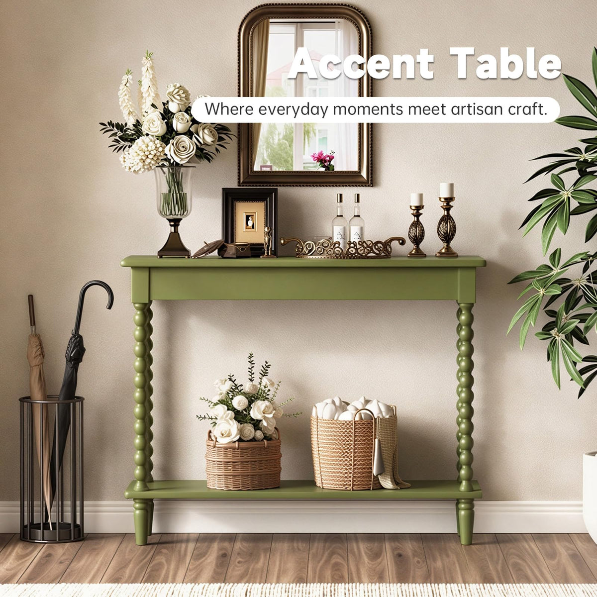 Green Bobbin Console Table