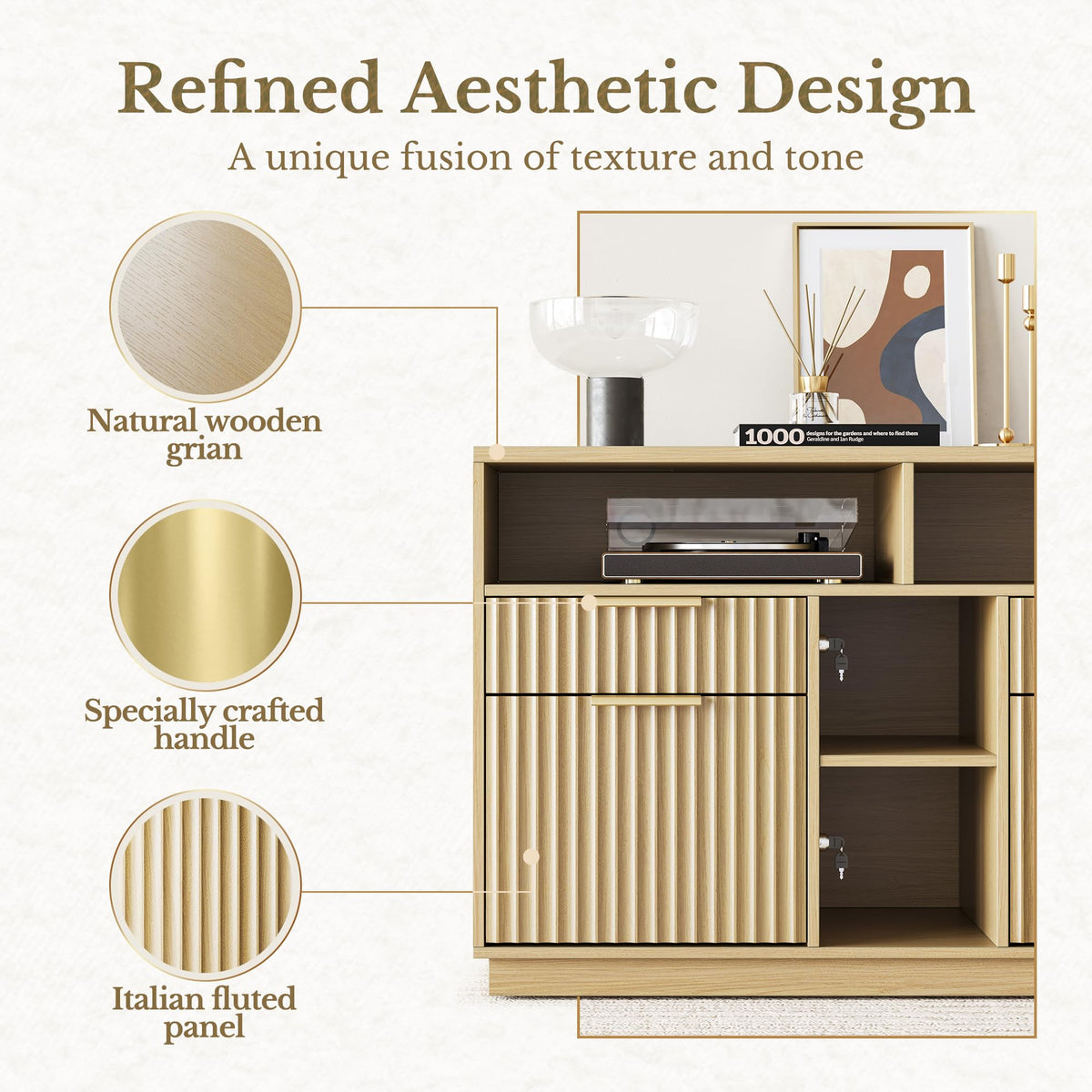 4-Drawer Fluted File Cabinet